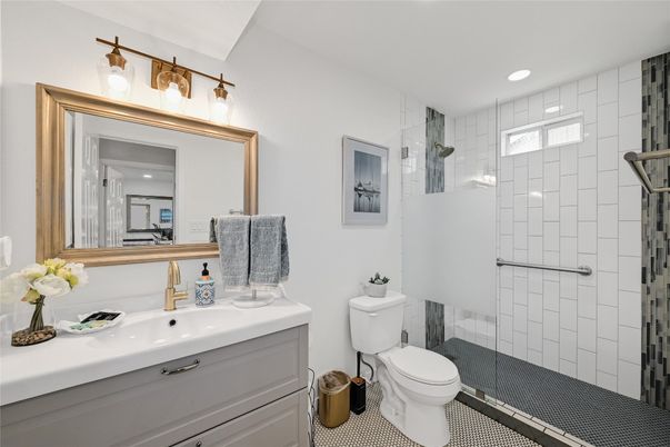 Bathroom, Glass Shower, Interior, Recessed Lighting