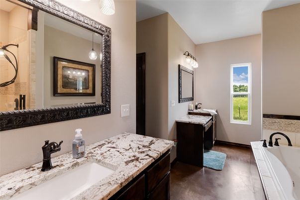 Bathroom, Dual Sink Vanities, Interior, Pendant Lights