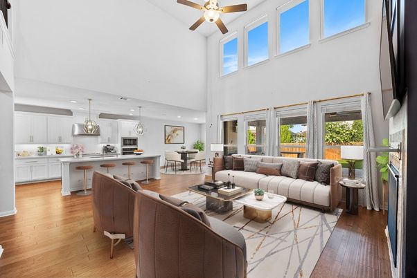 Dining room, Interior, Kitchen, Living room, Pendant Lights, Recessed Lighting, Stainless Steel Appliances, Wood Texture Flooring