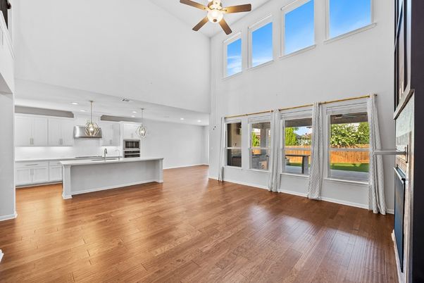 Chandelier, Interior, Kitchen, Pendant Lights, Recessed Lighting, Wood Texture Flooring