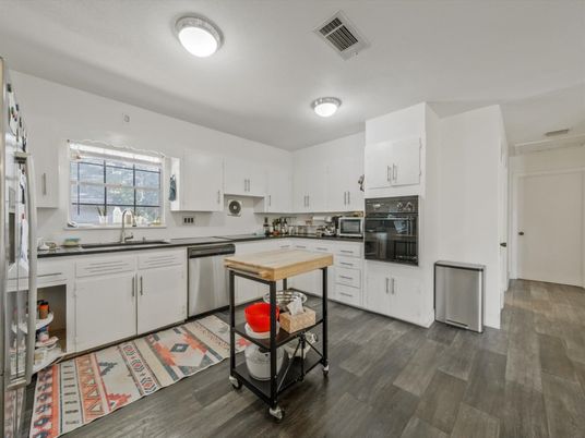 Interior, Kitchen, Stainless Steel Appliances, Wood Texture Flooring