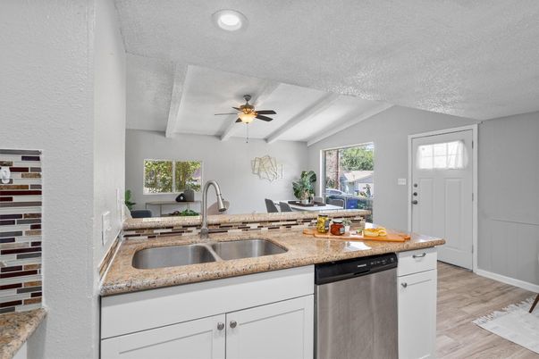 Interior, Kitchen, Recessed Lighting, Wood Texture Flooring