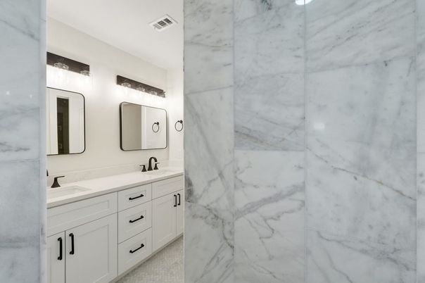 Bathroom, Dual Sink Vanities, Interior, Marble Walls