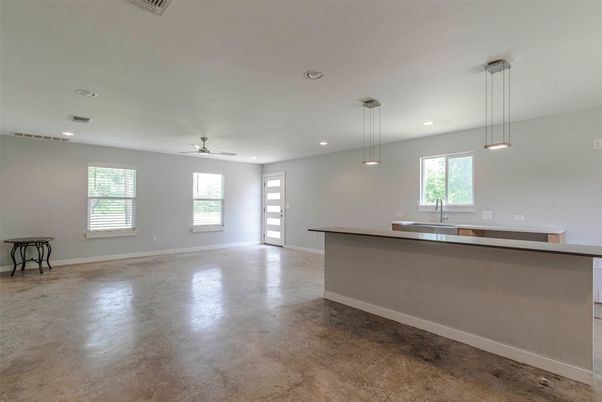 Empty room, Interior, Kitchen, Pendant Lights, Recessed Lighting