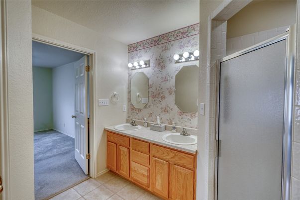 Bathroom, Dual Sink Vanities, Glass Shower, Interior