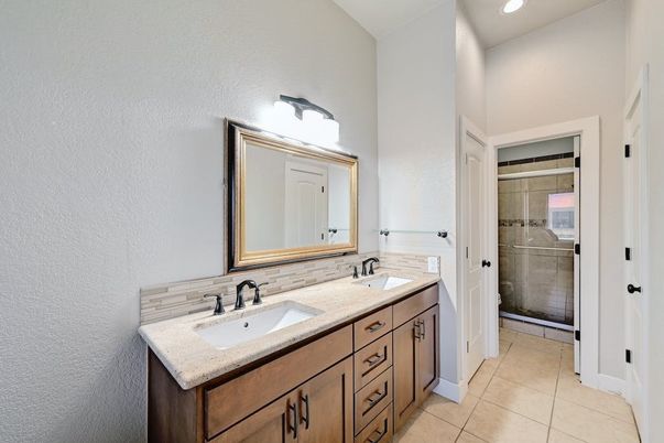 Bathroom, Dual Sink Vanities, Glass Shower, Interior, Recessed Lighting