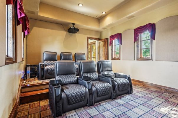 Home Theatre Room, Interior, Recessed Lighting, Theatre Room, Wood Texture Flooring