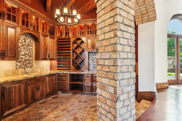 Interior, Pendant Lights, Stone Walls, Wooden Beams