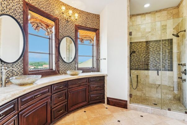 Bathroom, Dual Sink Vanities, Glass Shower, Interior, Recessed Lighting