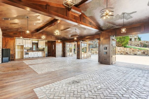 Interior, Kitchen, Pendant Lights, Wooden Beams, Wood Texture Flooring