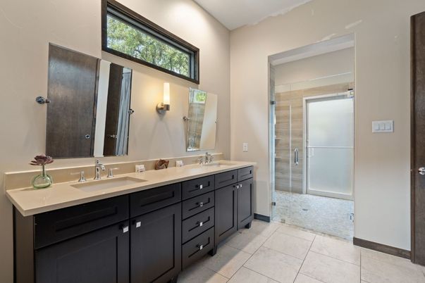 Bathroom, Dual Sink Vanities, Glass Shower, Interior