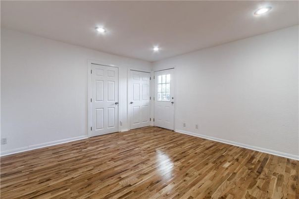 Empty room, Interior, Recessed Lighting, Wood Texture Flooring