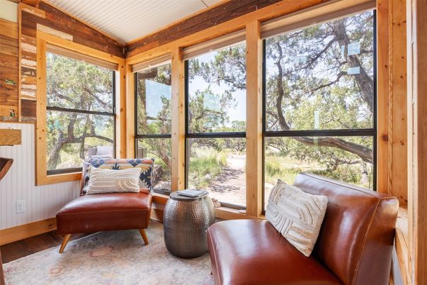Interior, Sun Room, Wood Texture Flooring, Wooden Walls