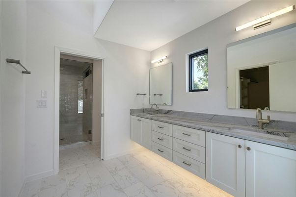 Bathroom, Dual Sink Vanities, Glass Shower, Interior, Marble