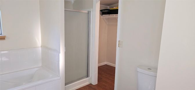 Bathroom, Glass Shower, Interior, Wood Texture Flooring