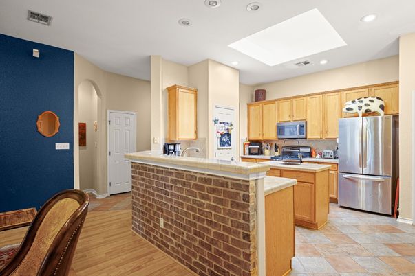 Interior, Kitchen, Recessed Lighting, Wood Texture Flooring