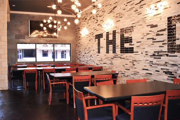 Dining room, Interior, Pendant Lights, Stone Walls