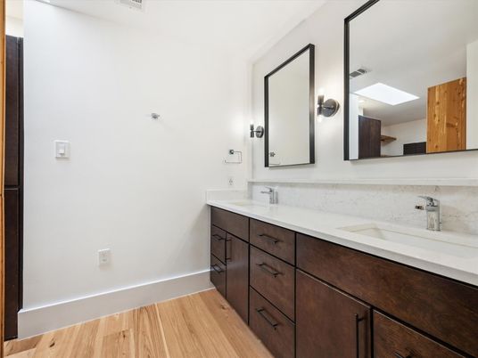 Bathroom, Dual Sink Vanities, Interior, Wood Texture Flooring