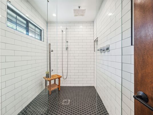 Bathroom, Glass Shower, Interior, Recessed Lighting