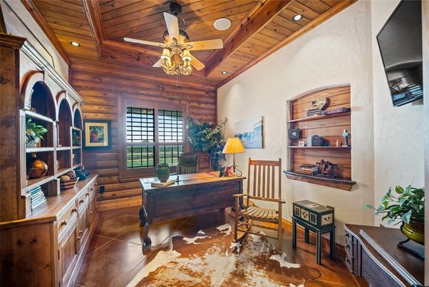 Home Office, Interior, Recessed Lighting, Wooden Ceilings, Wooden Walls