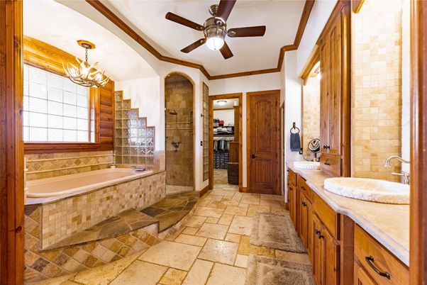 Bathroom, Chandelier, Interior, Stone Walls