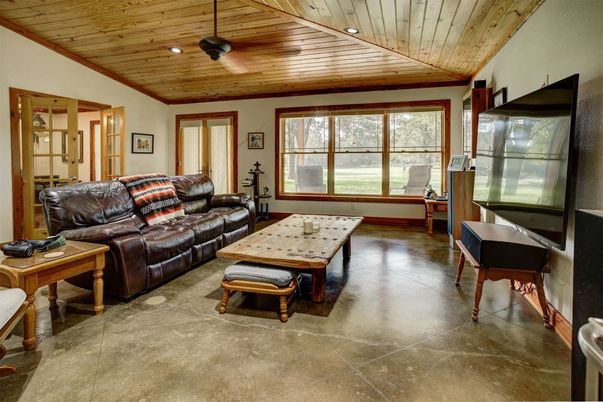 Interior, Living room, Recessed Lighting, Wooden Ceilings