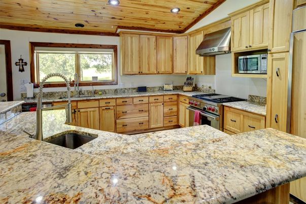 Interior, Kitchen, Recessed Lighting, Stainless Steel Appliances, Wooden Ceilings