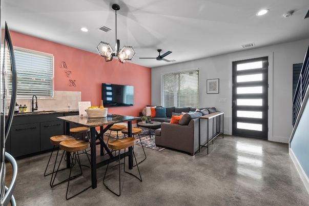 Dining room, Interior, Living room, Pendant Lights, Recessed Lighting