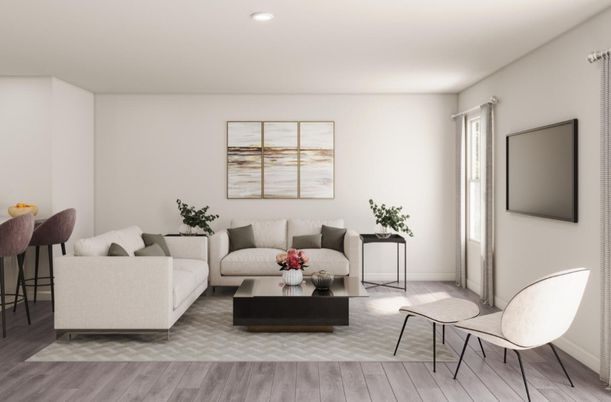 Interior, Living room, Recessed Lighting, Wood Texture Flooring