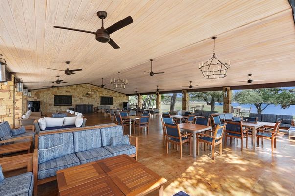 Dining room, Fireplace, Interior, Living room, Pendant Lights, Stone Walls, Wooden Ceilings