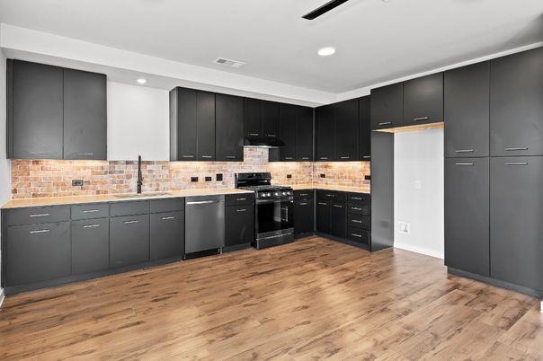 Interior, Kitchen, Recessed Lighting, Wood Texture Flooring