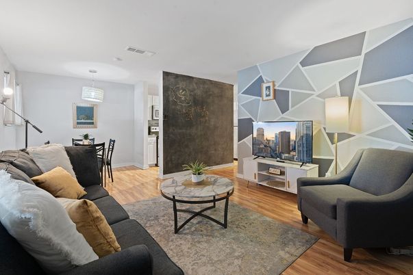 Dining room, Interior, Living room, Pendant Lights, Wood Texture Flooring