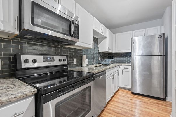Interior, Kitchen, Stainless Steel Appliances, Wood Texture Flooring