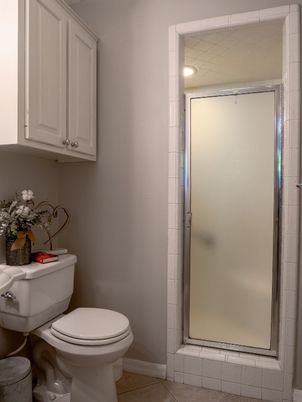 Bathroom, Glass Shower, Interior, Recessed Lighting