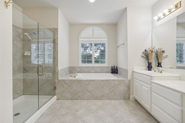 Bathroom, Glass Shower, Interior, Recessed Lighting