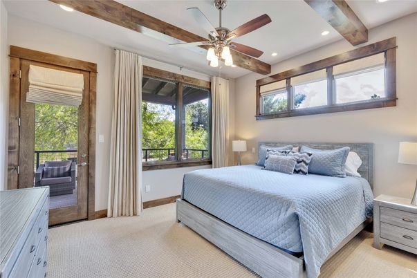 Bedroom, Interior, Recessed Lighting, Wooden Beams