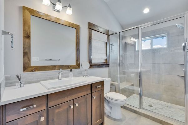 Bathroom, Glass Shower, Interior, Recessed Lighting