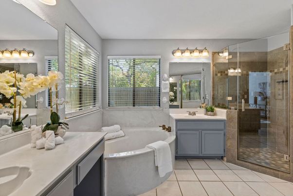 Bathroom, Dual Sink Vanities, Glass Shower, Interior