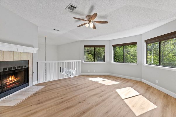 Empty room, Fireplace, Interior, Wood Texture Flooring