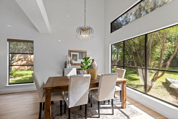 Chandelier, Dining room, Interior, Pendant Lights, Wood Texture Flooring