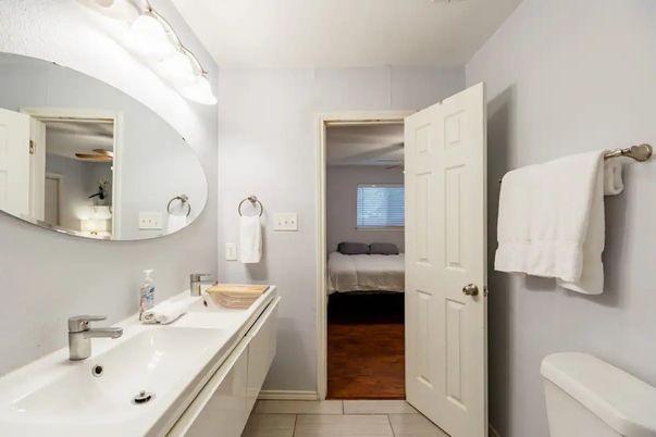 Bathroom, Bedroom, Dual Sink Vanities, Interior, Wood Texture Flooring