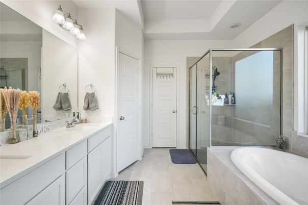 Bathroom, Dual Sink Vanities, Glass Shower, Interior