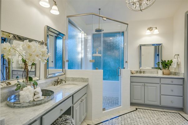 Bathroom, Dual Sink Vanities, Glass Shower, Interior