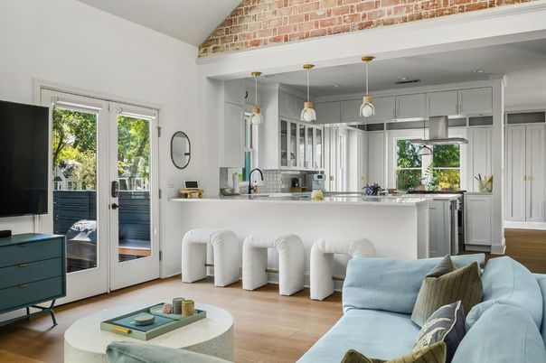 Interior, Kitchen, Pendant Lights, Wood Texture Flooring