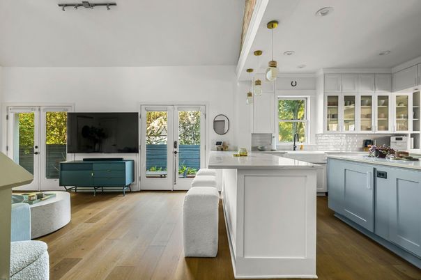 Interior, Kitchen, Pendant Lights, Recessed Lighting, Wood Texture Flooring