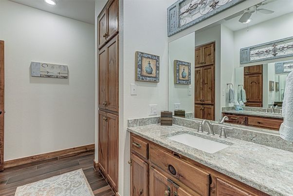Bathroom, Interior, Recessed Lighting, Wood Texture Flooring