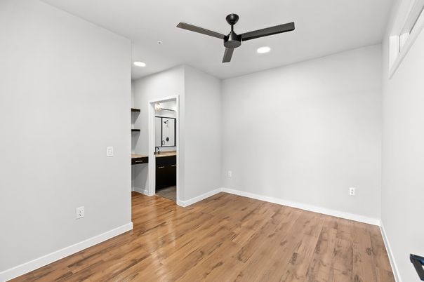 Empty room, Interior, Recessed Lighting, Wood Texture Flooring