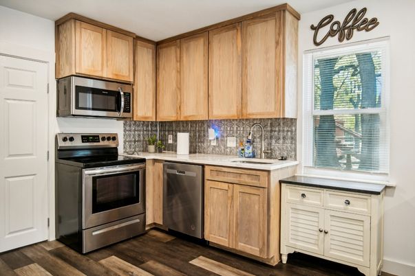 Interior, Kitchen, Stainless Steel Appliances, Wood Texture Flooring