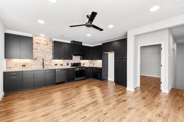 Interior, Kitchen, Recessed Lighting, Wood Texture Flooring