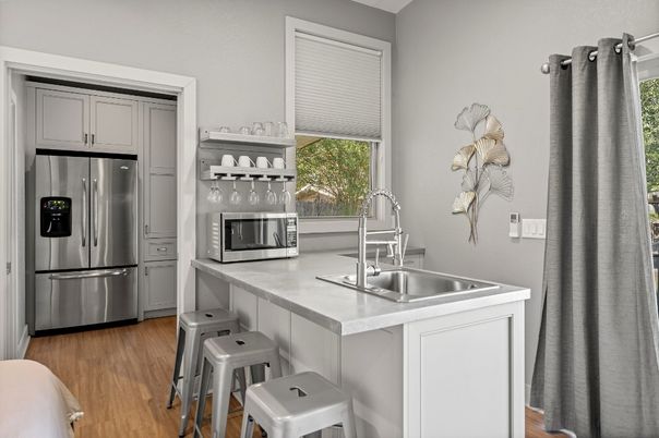 Interior, Kitchen, Stainless Steel Appliances, Wood Texture Flooring